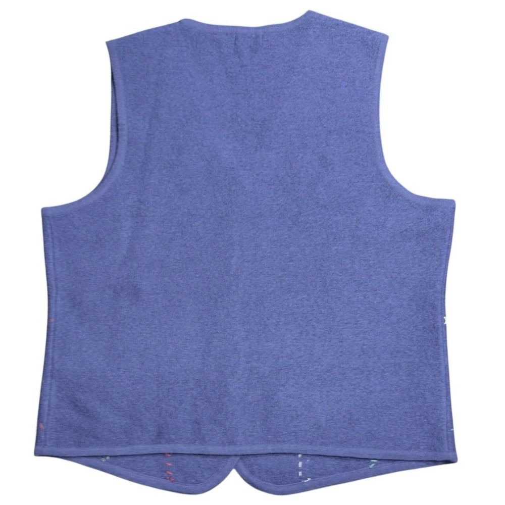 Classic Elements Wool Sweater Vest XL Blue Floral Appliqué Cottagecore - Picture 7 of 9